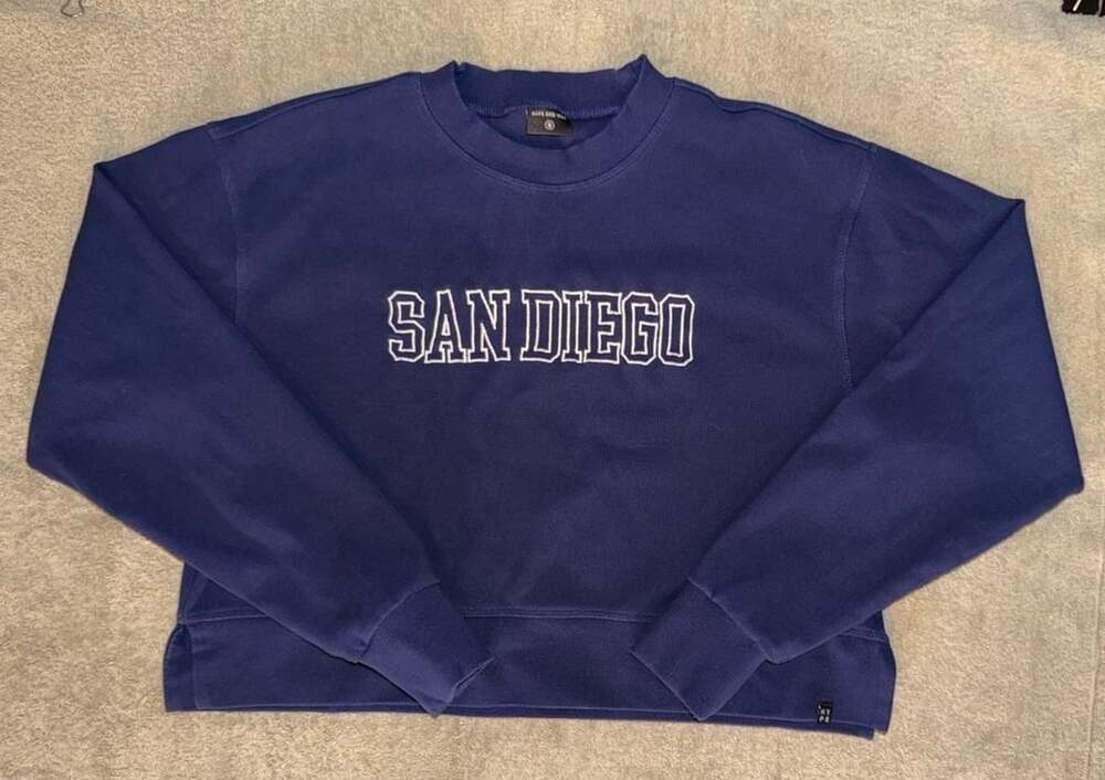 Hype And Vice San Diego Sweatshirt Size S Blue Embroidered Cropped